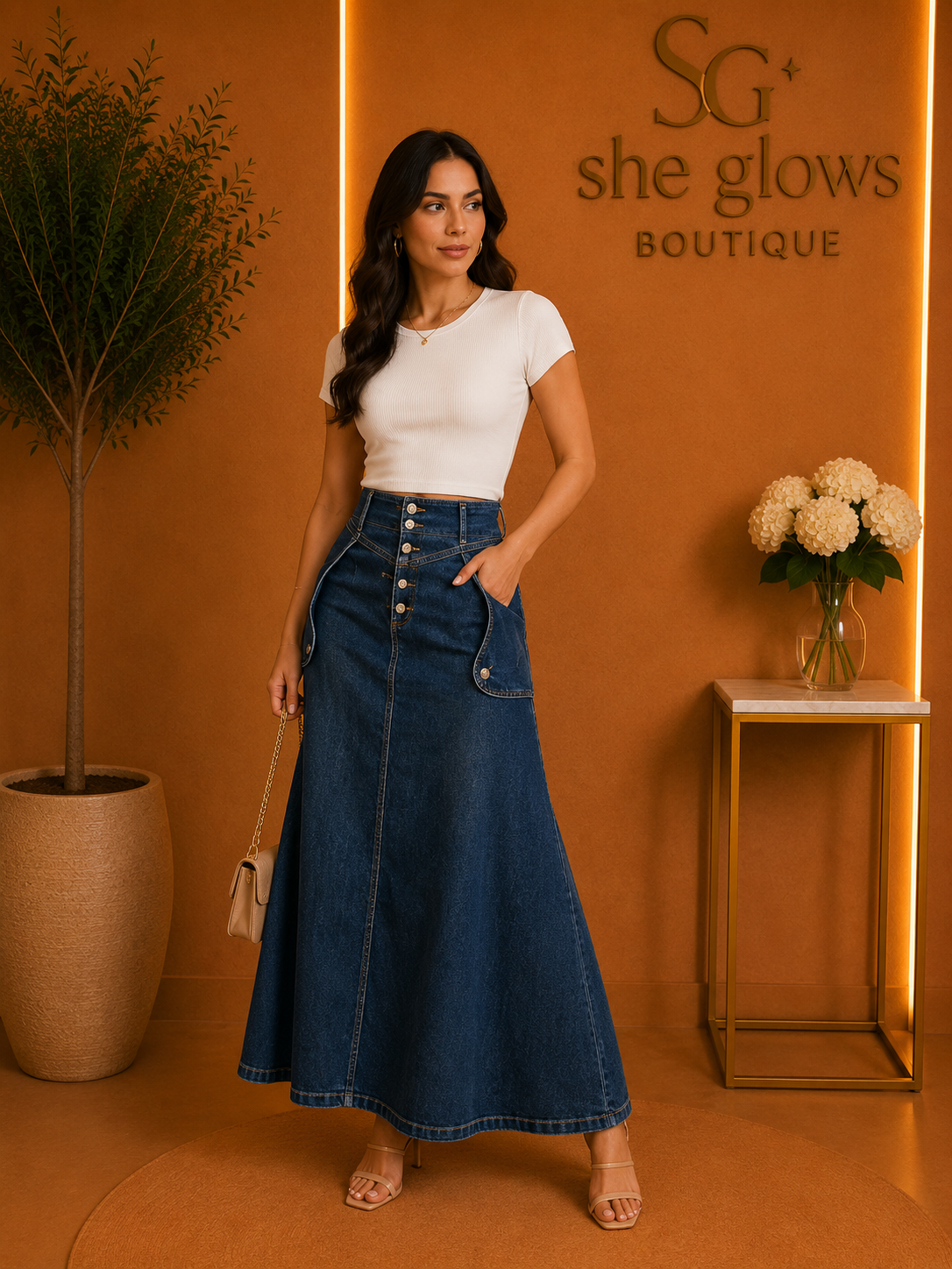 Women Elegant Jean Skirt