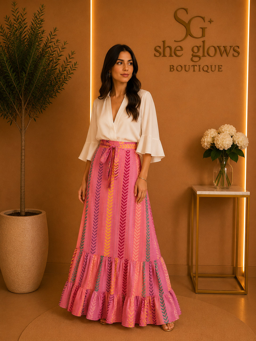 Women Elegant Rose Skirt
