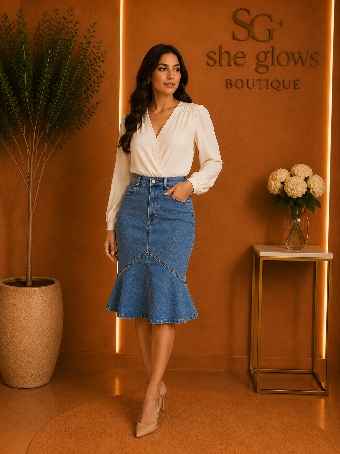 Women Elegant Jean Skirt